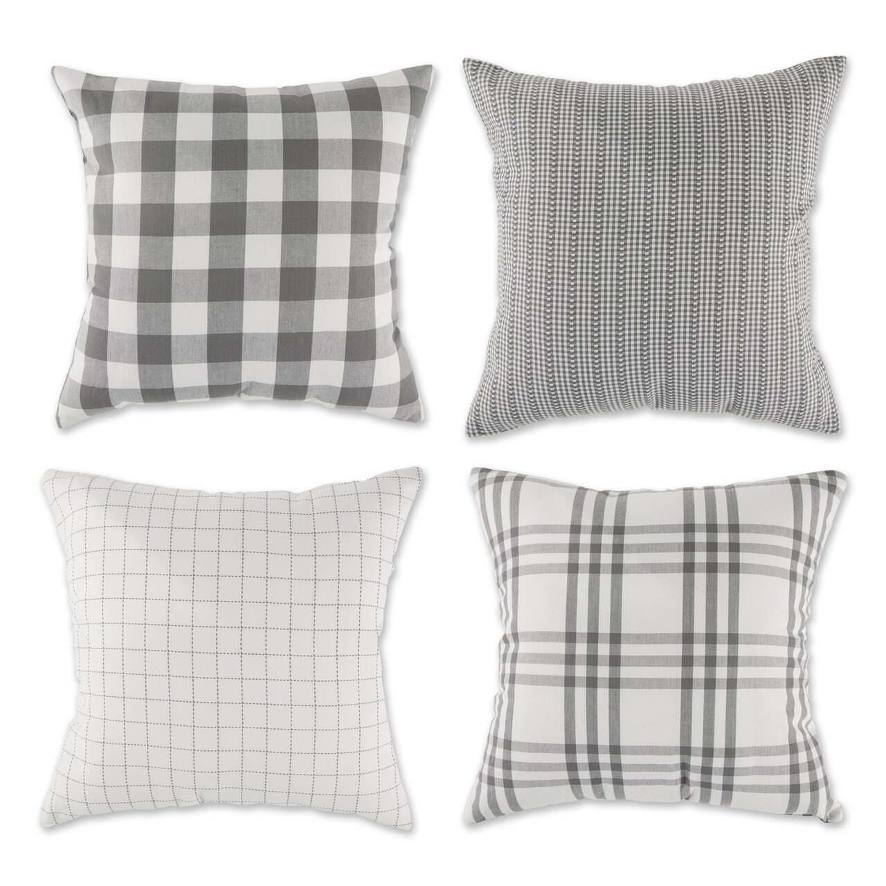 Contemporary Home Living Farmhouse Check Square Outdoor Patio Throw Pillow Covers - 18" - Set of 4